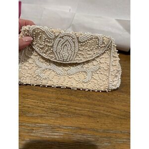 Vintage Walborg Ivory Beaded Handbag Clutch Made in Belgium